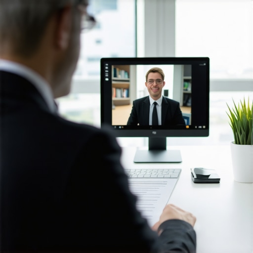 Lawyer and client discussing divorce legal documents online