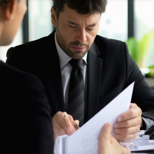 Lawyer and client discussing divorce legal documents