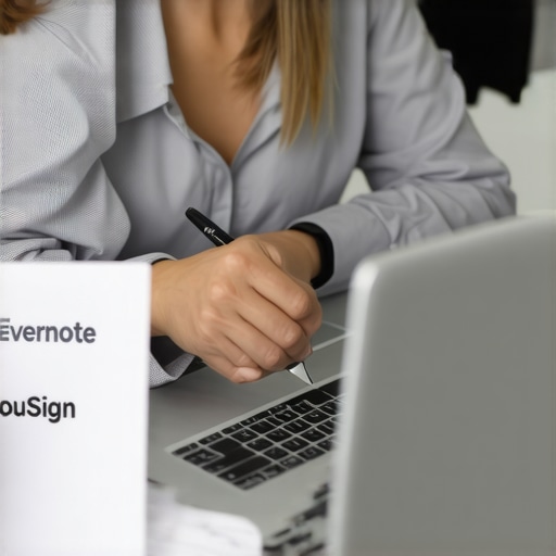 Person using digital tools like laptop and apps to organize divorce documents and communication