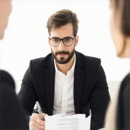 Lawyer and client discussing divorce documents in office