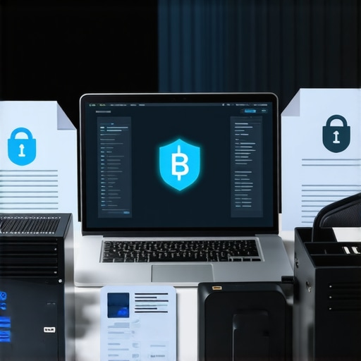 A workspace featuring digital asset tracking tools and cybersecurity elements for divorce proceedings.